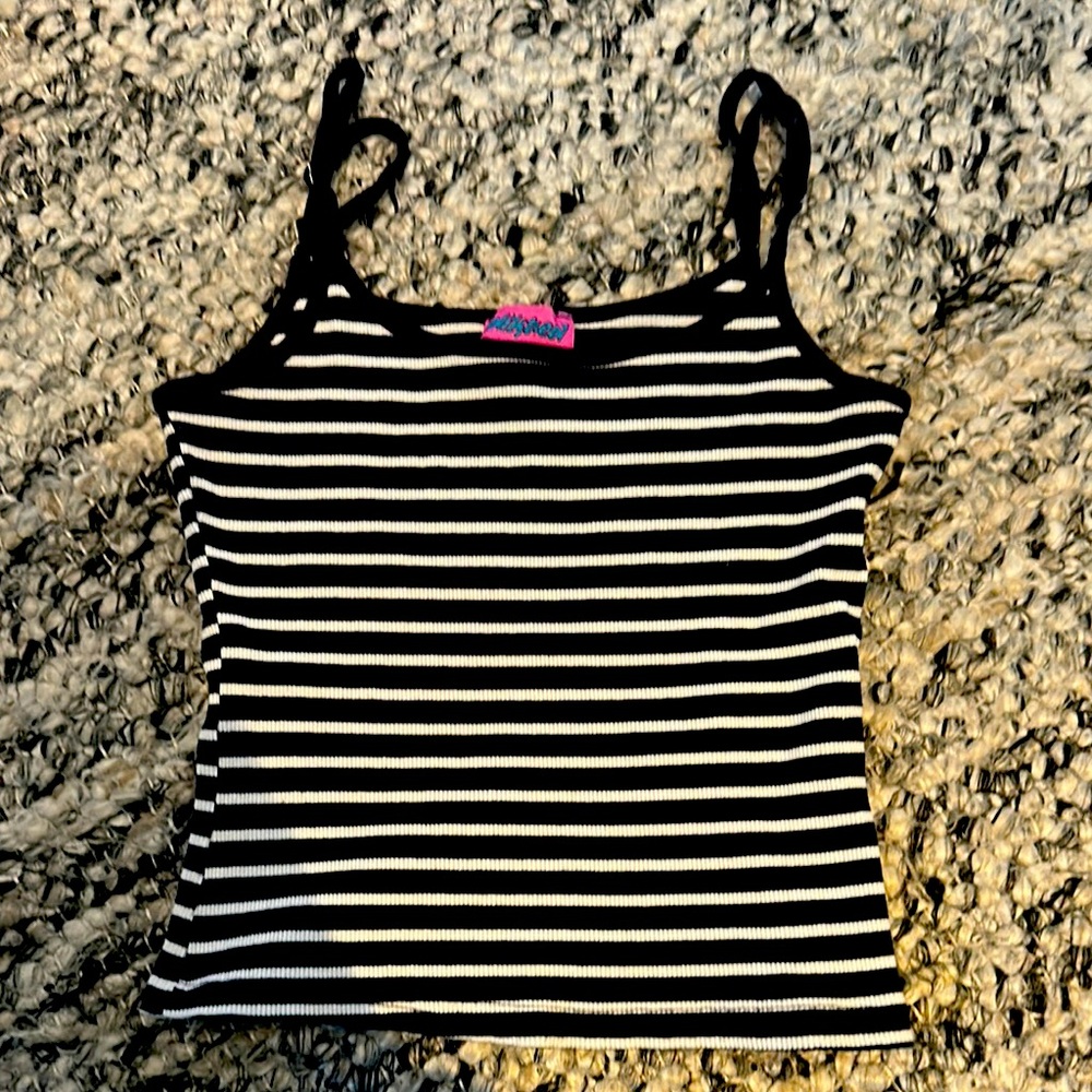 EDIKTED navy + white striped tank top / size M